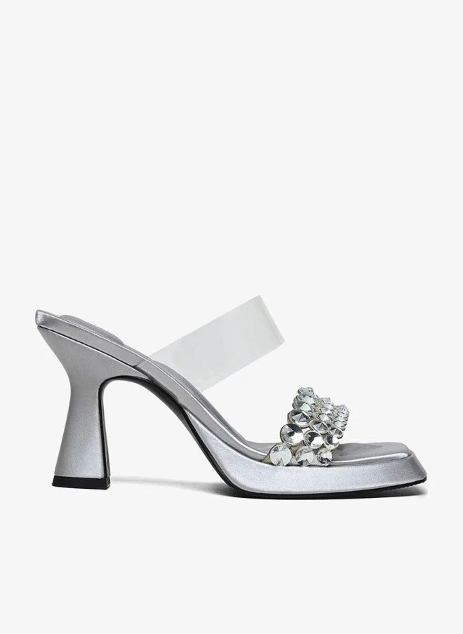 Cuple Comfort Double strap Embellished  Heeled Sandals