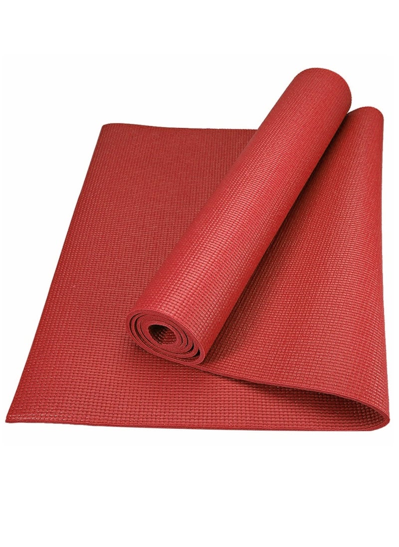 Generic PVC Yoga Exercise Mat With Carrying Bag 6MM Thick x173cm Lx61cm W, Red  - Image 2