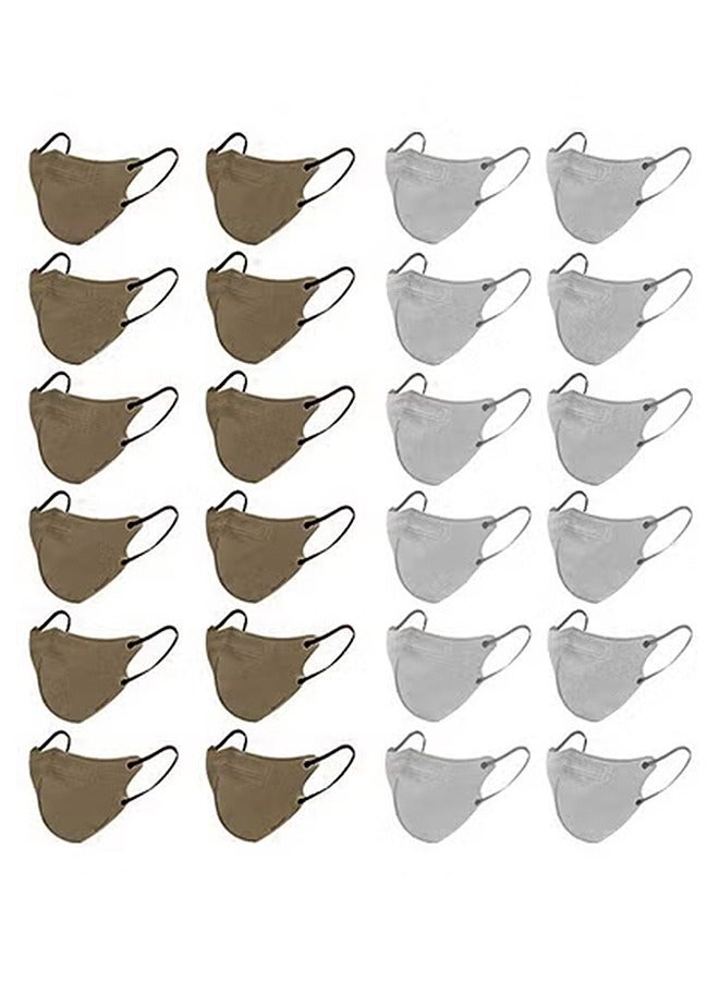 Beyond 20 Pcs Dust Proof Masks Set, Sun Protection Fabric Face Covering (Brown+Grey) - Image 1