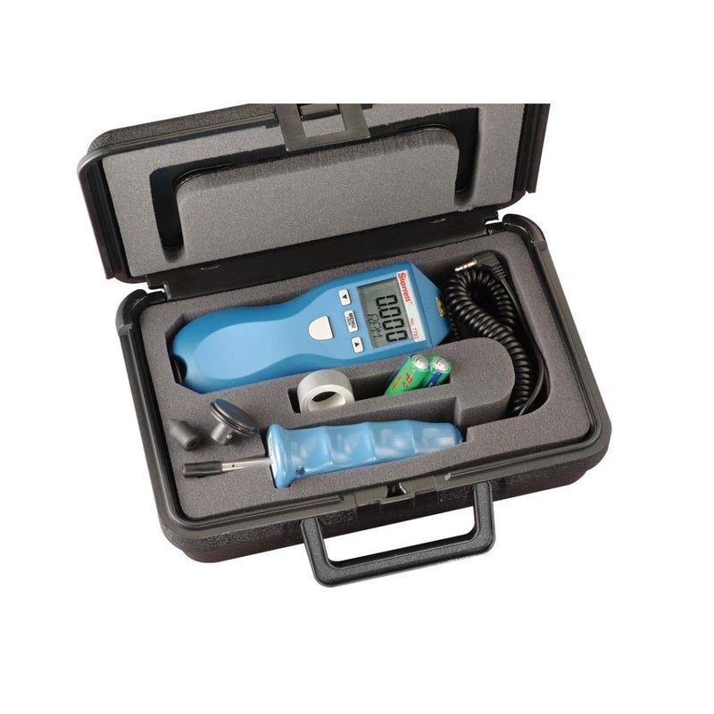 Starrett Contact and NonContact Digital Tachometer Kit with Case Contact Tip 9V Battery and Reflector Tape 10cm Linear Contact Wheel 5 with Rubberized Housing S7793Z