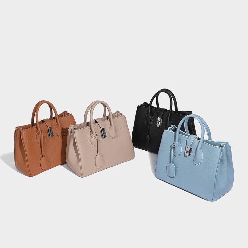 Niche Handbag Fashionable Silver Lock Large Capacity High-End Shoulder Crossbody Tote Bag - Image 5