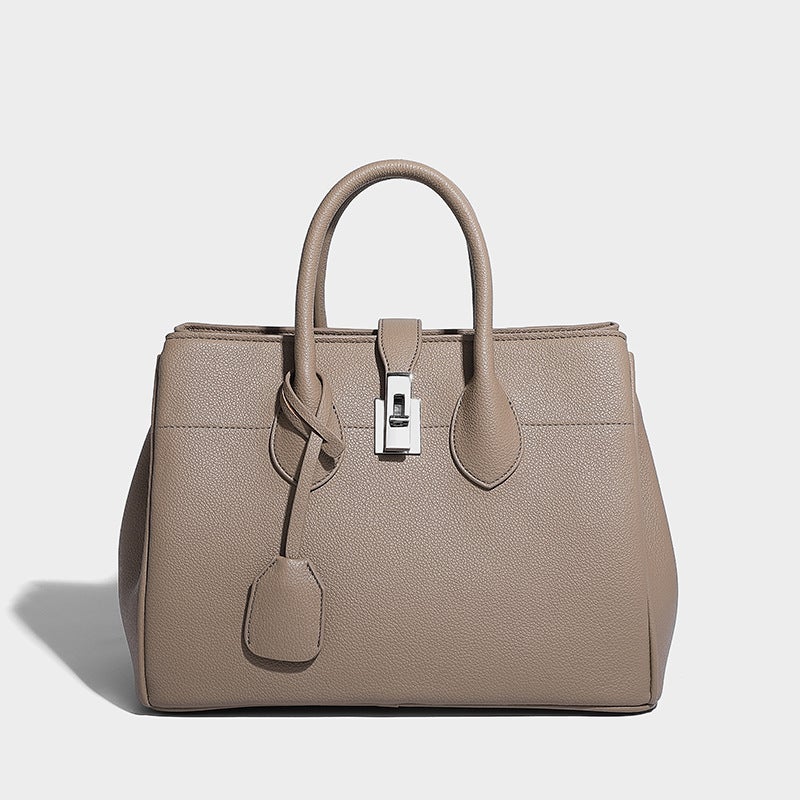 Niche Handbag Fashionable Silver Lock Large Capacity High-End Shoulder Crossbody Tote Bag - Image 2