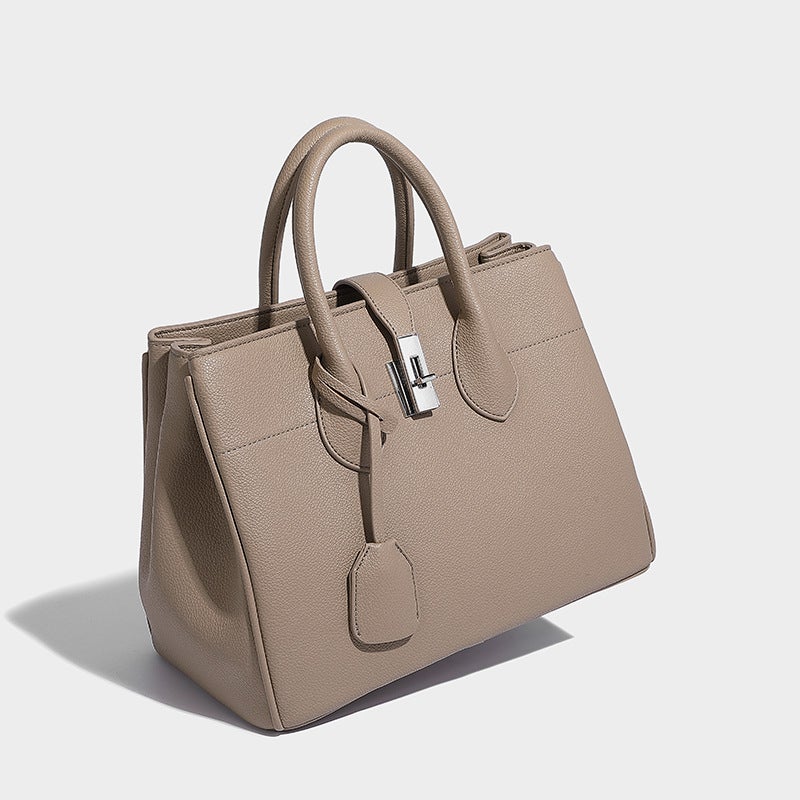 Niche Handbag Fashionable Silver Lock Large Capacity High-End Shoulder Crossbody Tote Bag - Image 4
