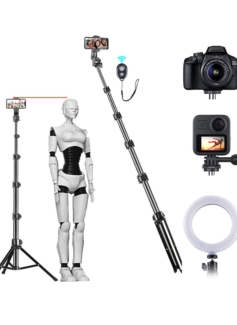 TYCOM Selfie Stick For Phone Size 4.5-6.2Inch Extendable to 160cm Selfie Stick Tripod with Bluetooth Wireless Remote Phone Holder (160cm)  - Image 1