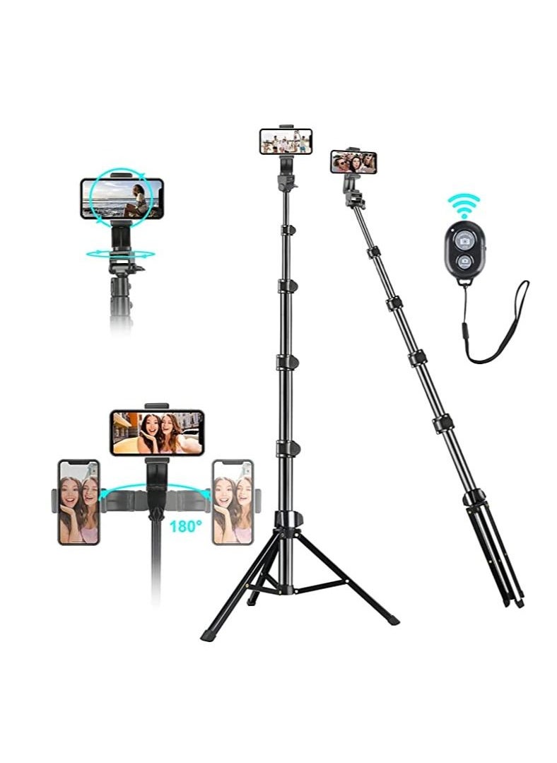 TYCOM - Selfie Stick For Phone Size 4.5-6.2Inch Extendable to 160cm Selfie Stick Tripod with Bluetooth Wireless Remote Phone Holder (160cm) - Image 1