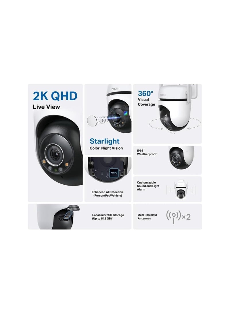 Tapo_TP_Link Outdoor Pan/Tilt Security Wi-Fi Camera with Smart Motion Tracking, IP66 Weatherproof, Multiple Installation Options and Voice Activated Wired/Wireless Networking - C520WS - Image 2