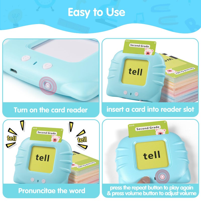 QuTZ Talking Flash Cards,ABC Learning for Toddlers 2-4, Autism Toys, Speech Therapy Toys, Educational Words Flash Cards Kindergarten for Boys and Girls, 272 Sight Words - Image 3
