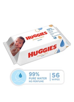 Huggies Pack Of 448  Extra Care Pure Baby Wipes With 99 Percent Water, 8 X 56 Wipes  - Image 2