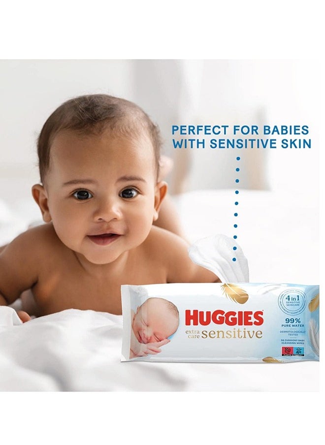 Huggies - Pack Of 448  Extra Care Pure Baby Wipes With 99 Percent Water, 8 X 56 Wipes - Image 1