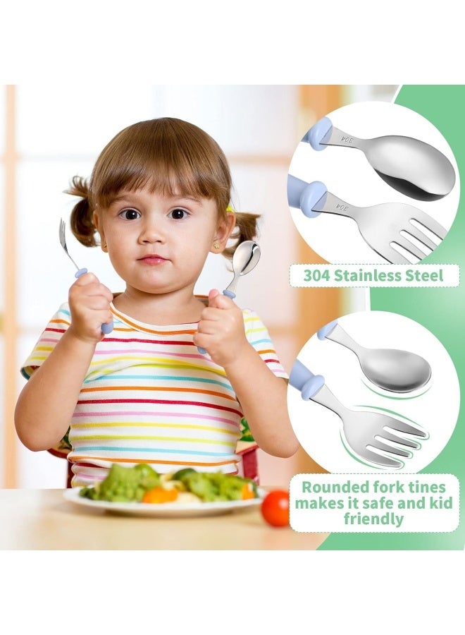 6 Pieces Toddler Utensils Stainless Steel Fork and Spoon Safe Baby Silverware Set, Kid Safe Utensils Children's Flatware Kids Cutlery Set with Round Handle for LunchBox (Blue,Pink) - Image 4