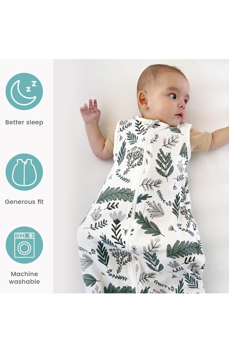 Size S Baby Sleeping Bag 0.5 Tog 0-6 Months 100% Cotton Newborn Sleeping Bag Baby 2 Pack Sleep Sack Leaves u0026 Green - Image 5