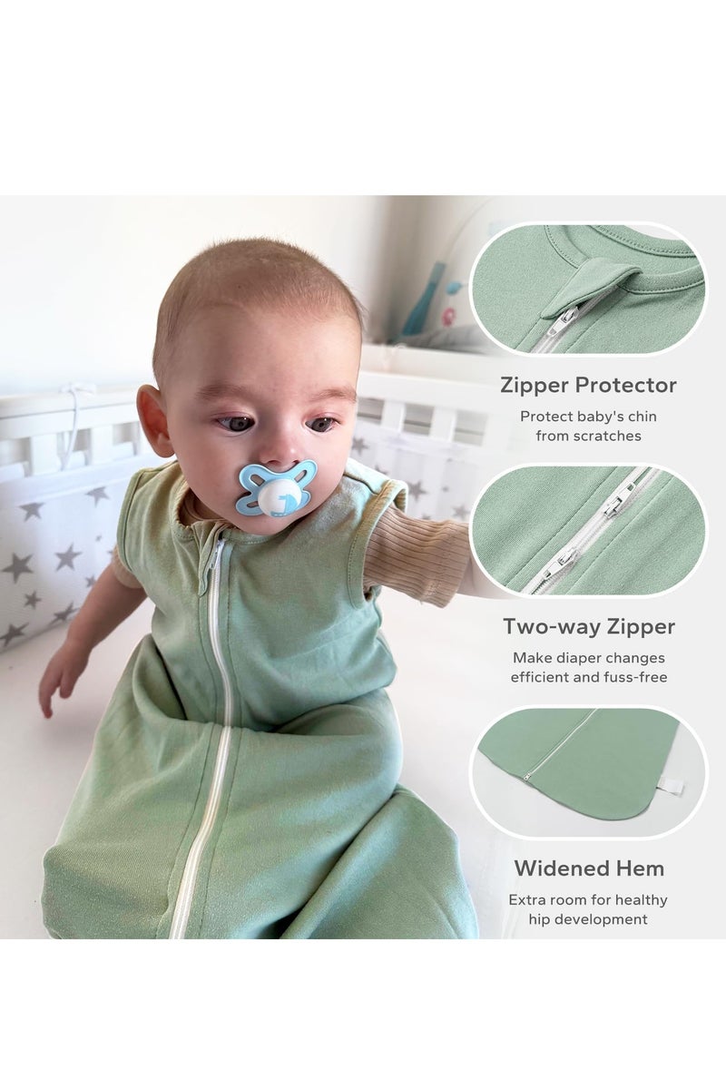 Size S Baby Sleeping Bag 0.5 Tog 0-6 Months 100% Cotton Newborn Sleeping Bag Baby 2 Pack Sleep Sack Leaves u0026 Green - Image 4