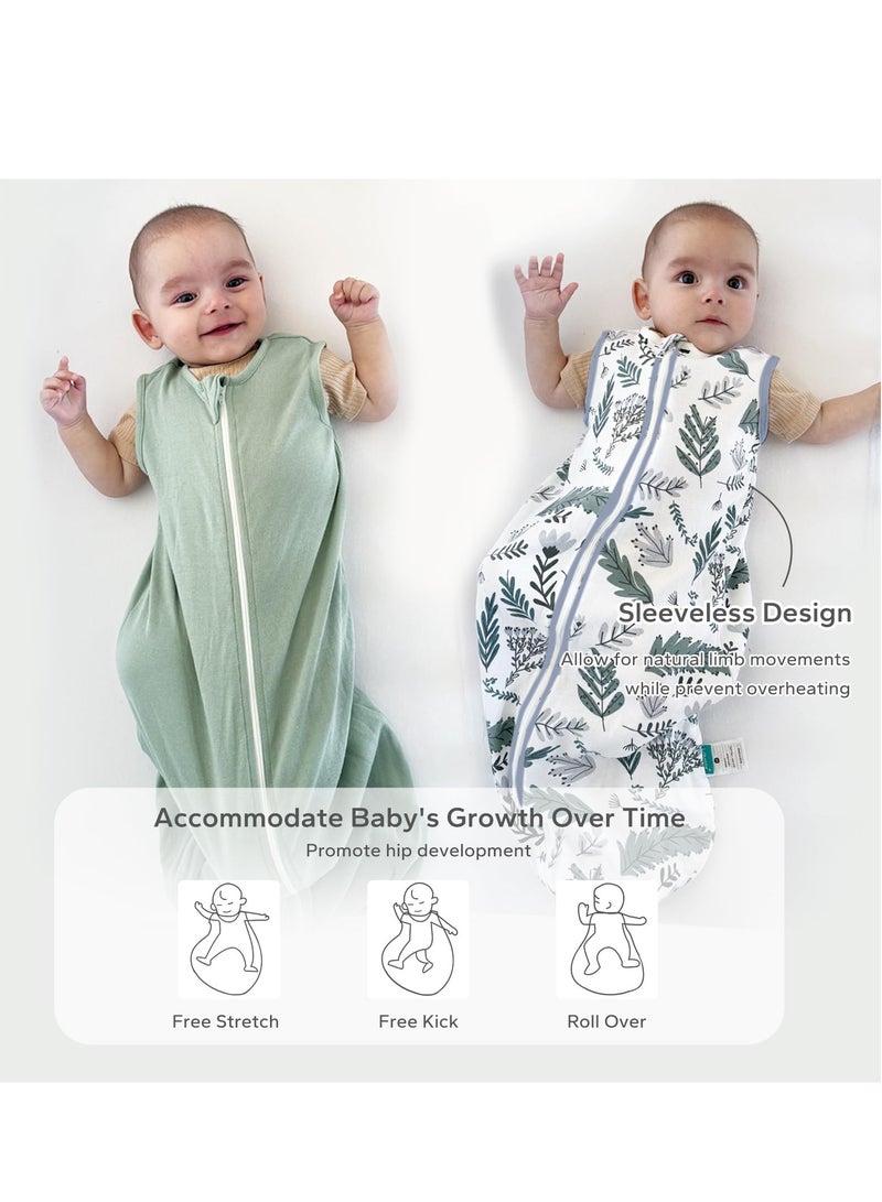 Size S Baby Sleeping Bag 0.5 Tog 0-6 Months 100% Cotton Newborn Sleeping Bag Baby 2 Pack Sleep Sack Leaves u0026 Green - Image 3