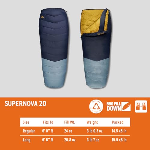 Kelty Supernova Down Sleeping Bag, Compact + Lightweight, Roomy Shape for All Body Types and Sleep Positions, Recycled Shell Fabrics (20 Degree, Regular) - Image 2