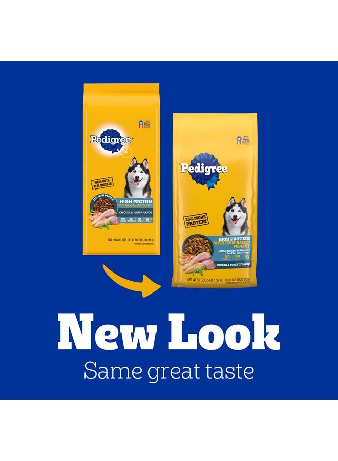 بيديجري طعام جاف عالي البروتين للكلاب البالغة، بنكهة الدجاج والديك الرومي، كيس 3.5 رطل - Image 2