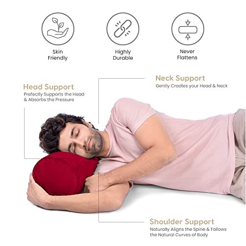 MY ARMOR Memory Foam Orthopedic Bolster Bed Pillow | for Neck, Shoulder, Leg & Back Support & Pain Relief | Washable Premium Velvet Cover with Zip | Maroon, Medium Size - 22" x 8" x 8" - Image 3