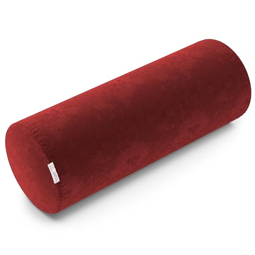 MY ARMOR Memory Foam Orthopedic Bolster Bed Pillow | for Neck, Shoulder, Leg & Back Support & Pain Relief | Washable Premium Velvet Cover with Zip | Maroon, Medium Size - 22" x 8" x 8" - Image 1