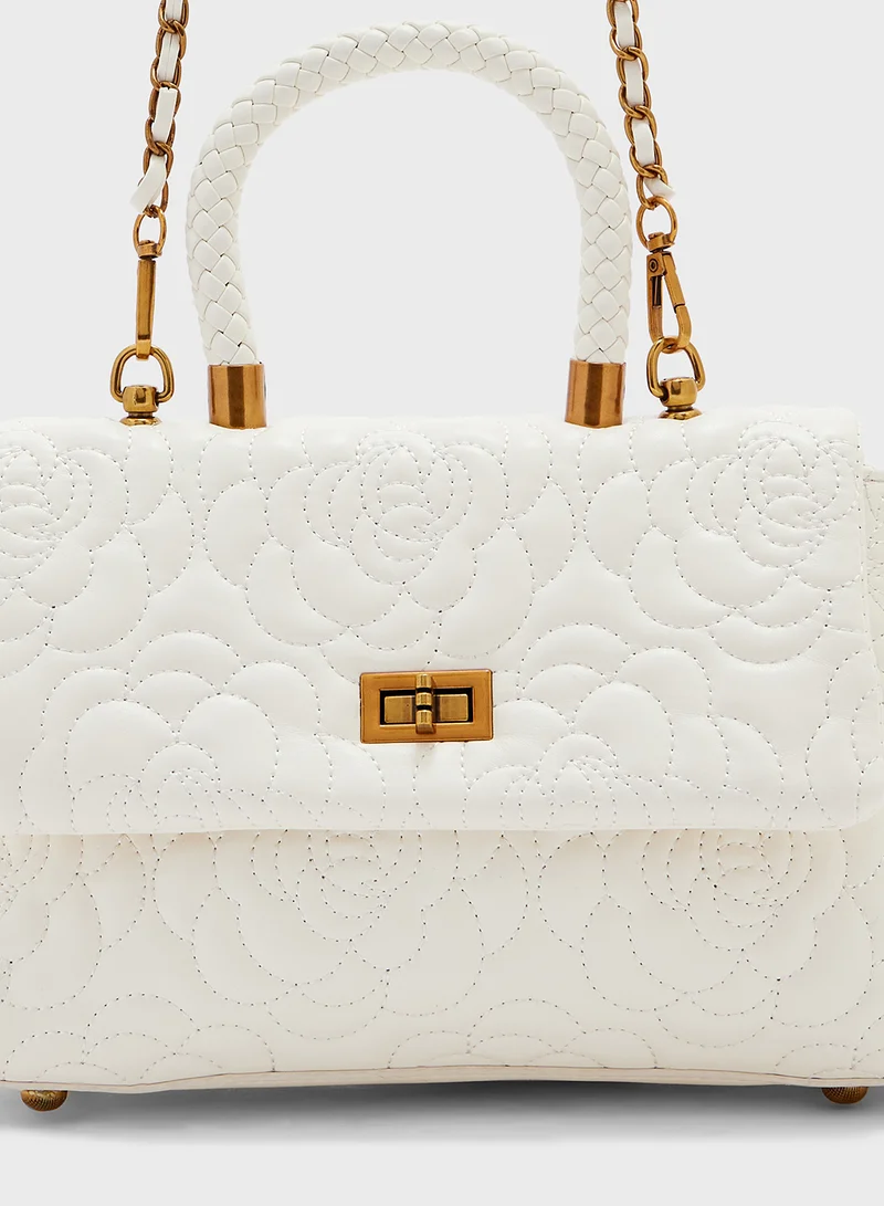 ELLA Floral Rose Embroidered Satchel Bag