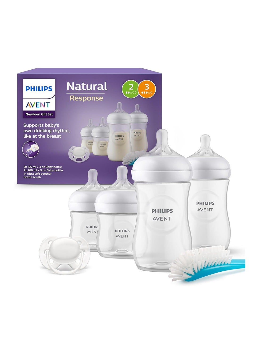 Philips Avent Baby Bottle Newborn Gift Set 4 Baby Milk Bottles Ultrasoft Pacifier And Bottle Brush Babies