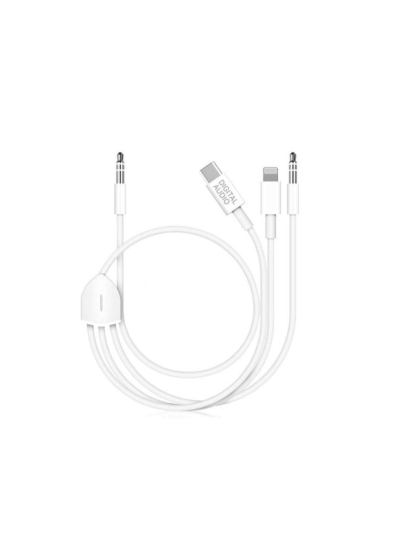 3in1 Car AUX Cable, 3.5mm HiFi Headset Audio Cord Car Stereo Aux Cable Compatible with All Kinds of Phone, Pad, Tablet, for PC, Laptop, MP3 to Work with Car Stereo, Headset, Speaker, Length 3.93Ft