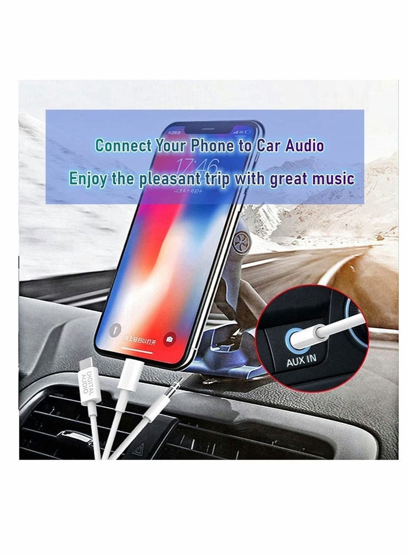 3in1 Car AUX Cable, 3.5mm HiFi Headset Audio Cord Car Stereo Aux Cable Compatible with All Kinds of Phone, Pad, Tablet, for PC, Laptop, MP3 to Work with Car Stereo, Headset, Speaker, Length 3.93Ft