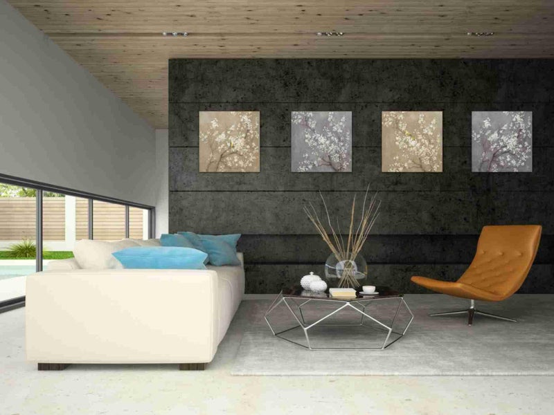 Epic Graffiti 'White Cherry Blossom II on Grey' by Danhui Nai, Canvas Wall Art, 18"x18" - Image 3