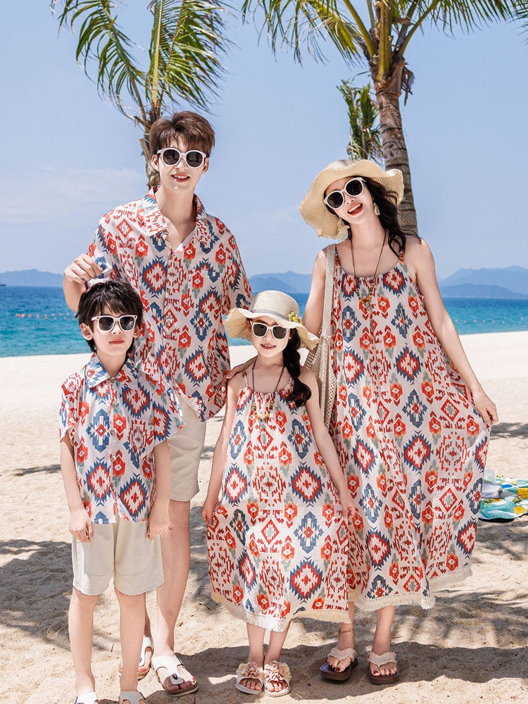 Beach Parent-child Dress Xishuangbanna Wear for Seaside Vacation A Bohemian Mother and Daughter Sling dress - Image 2