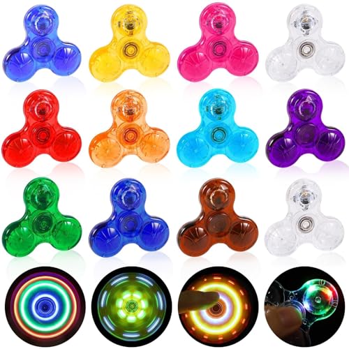 ANGGIKO Fidget Spinners 12 Pack Light Up Fidget Spinners Bulk Kids Easter Basket Stuffers Easter Egg Fillers Glow in The Dark Christmas Birthday Party Supplies Classroom Prizes Return Gifts - Image 1