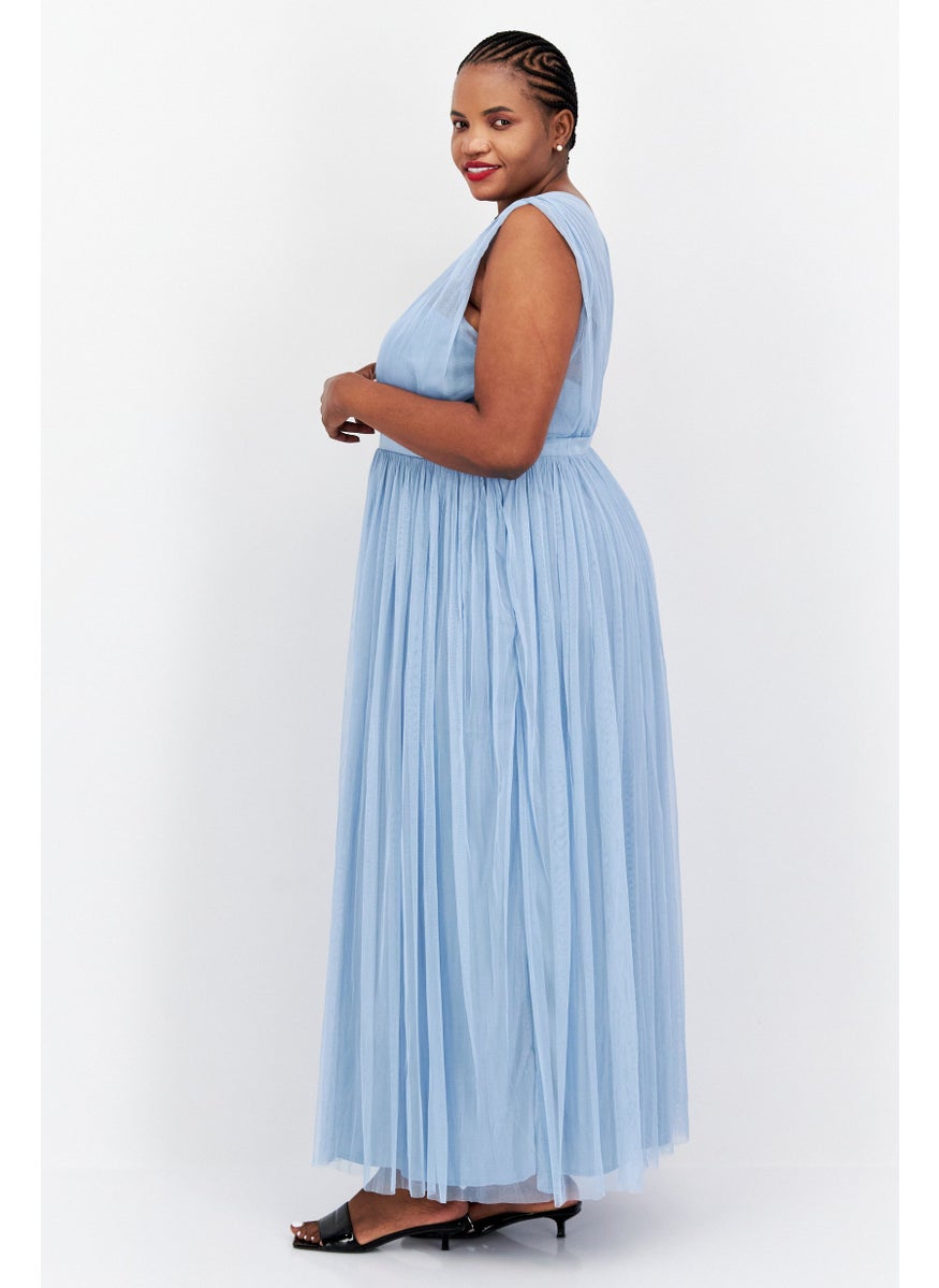 Anaya With Love Women Bridesmaid Meshed Maxi Dress, Blue  - Image 3