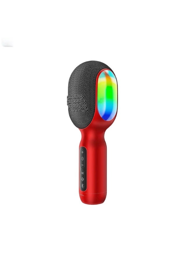 5in1 wireless karaokw microphone & speaker with dynamic rgb lights red - Image 1