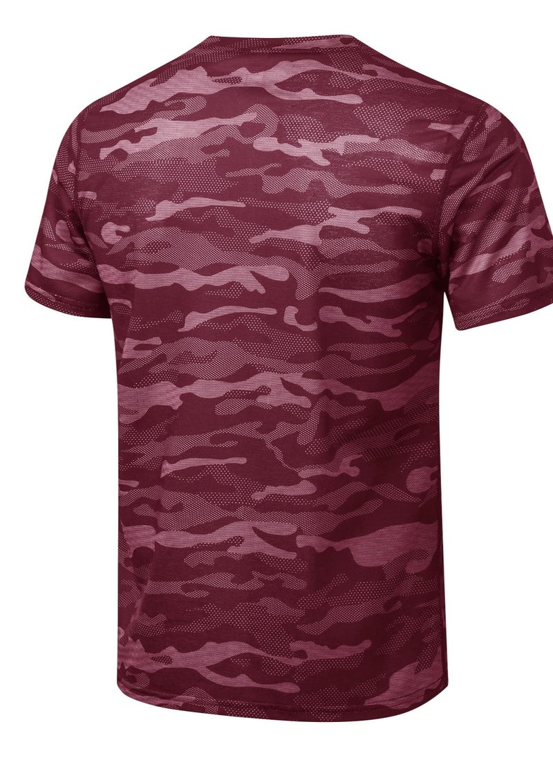 Loquat Men Quick Dry Breathable Elastic T-Shirt Red  - Image 2