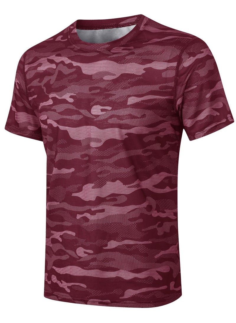Loquat Men Quick Dry Breathable Elastic T-Shirt Red  - Image 1