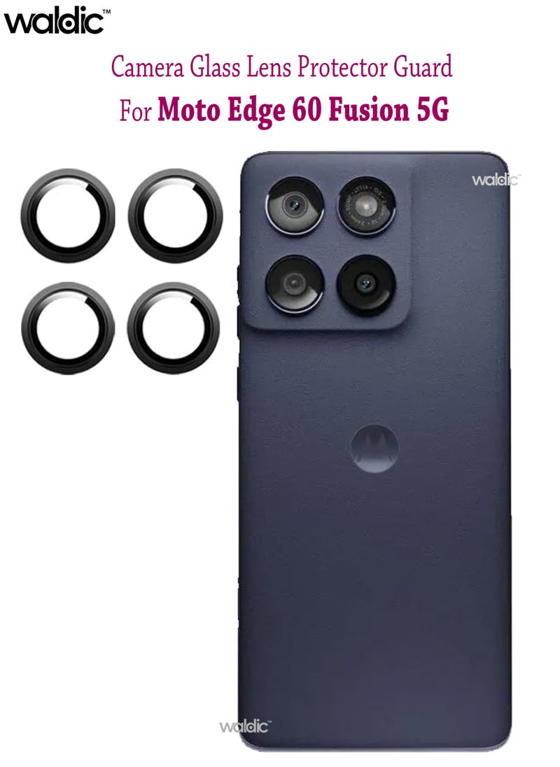 Waldic Motorola Edge 60 Fusion Camera Lens Protector, Scratch-Resistant HD Clarity Ultra-Thin 9H Tempered Glass with Aluminium Edging, Individual Metal Lens Cover - Black  - Image 1