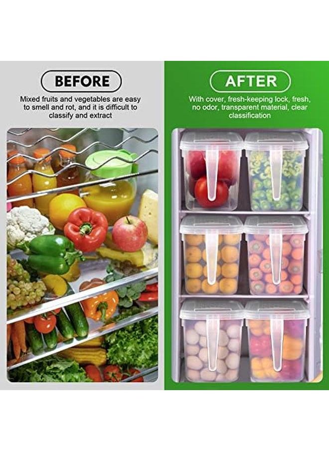SKY-TOUCH - 6Pcs Refrigerator Organizer Stackable Plastic Kitchen Food Storage Containers With Lids And Handle For Fruits And Vegetables Freezer Safe Food Storage Boxes Transparent - Image 1