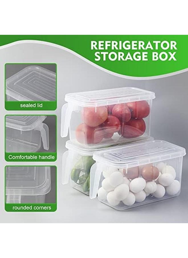 SKY-TOUCH - 6Pcs Refrigerator Organizer Stackable Plastic Kitchen Food Storage Containers With Lids And Handle For Fruits And Vegetables Freezer Safe Food Storage Boxes Transparent - Image 1
