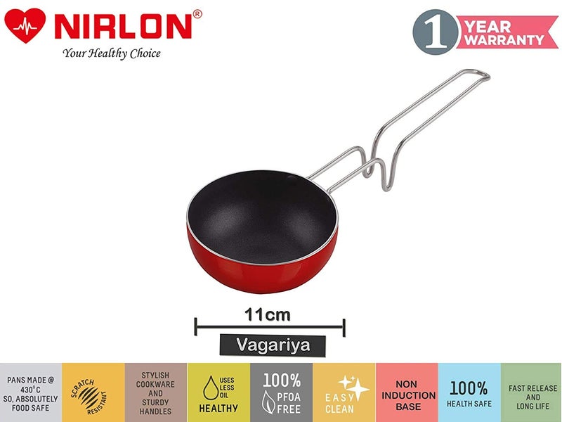 Nirlon Non-Stick Aluminium Vagariya/Tadka Pan -11CM- RED - Image 2