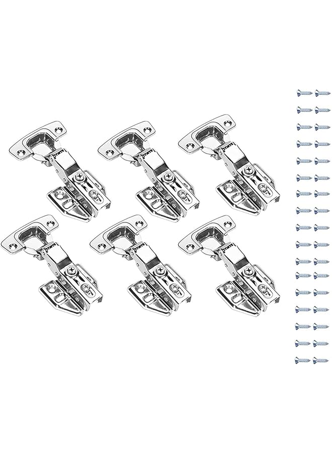 S-TOP 6 Pcs Kitchen Soft Close Cabinet Door Hinges, 1.5mm Stainless Concealed Kitchen Cabinet Hinges Hardware Accessories for Cabinets, Wardrobes and Bookcases, Silver - Image 1