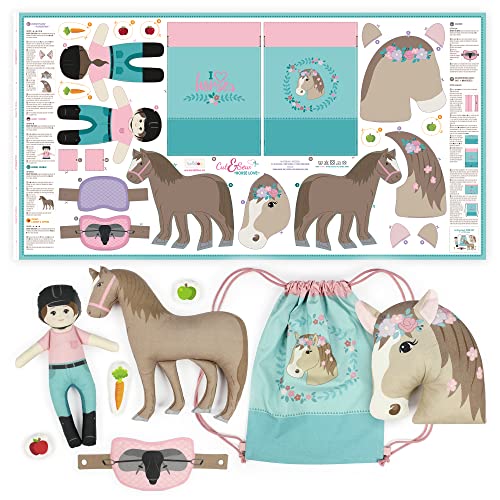 kullaloo Horse-Themed Fabric Panel Sewing Kit ✦ Cut & Sew DIY Project for Kids & Beginners ✦ Includes 8 Projects – Great for Girls, Boys, and Family Craft Time (Horse Love) - Image 1