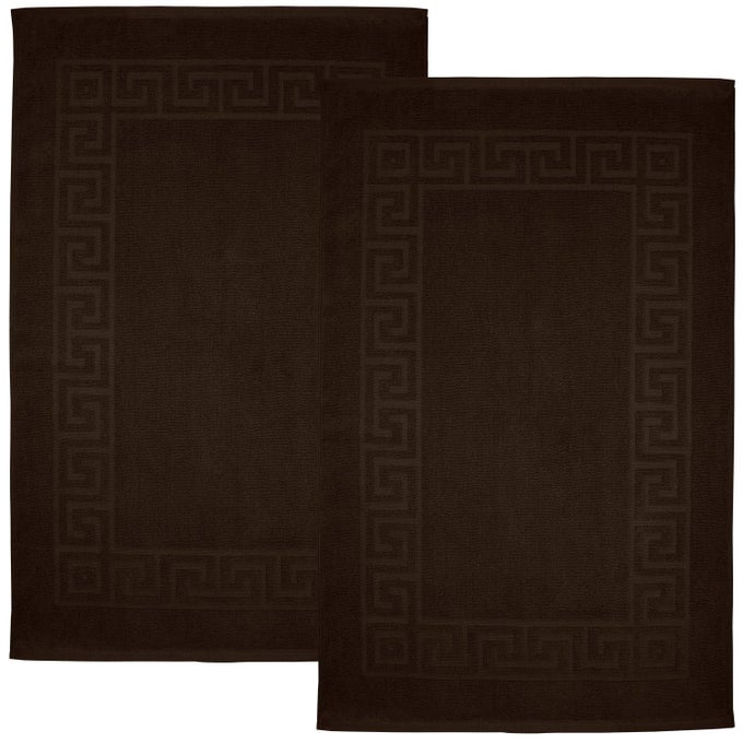 GREEK BATH MAT BROWN 100 RING SPUN COTTON PACK OF 2 20X32 INCHES 800 GSM NONSLIP ABSORBENT QUICK DRYING MACHINE WASHABLE BATHROOM FLOOR MATS FOR SHOWER KITCHEN BATH