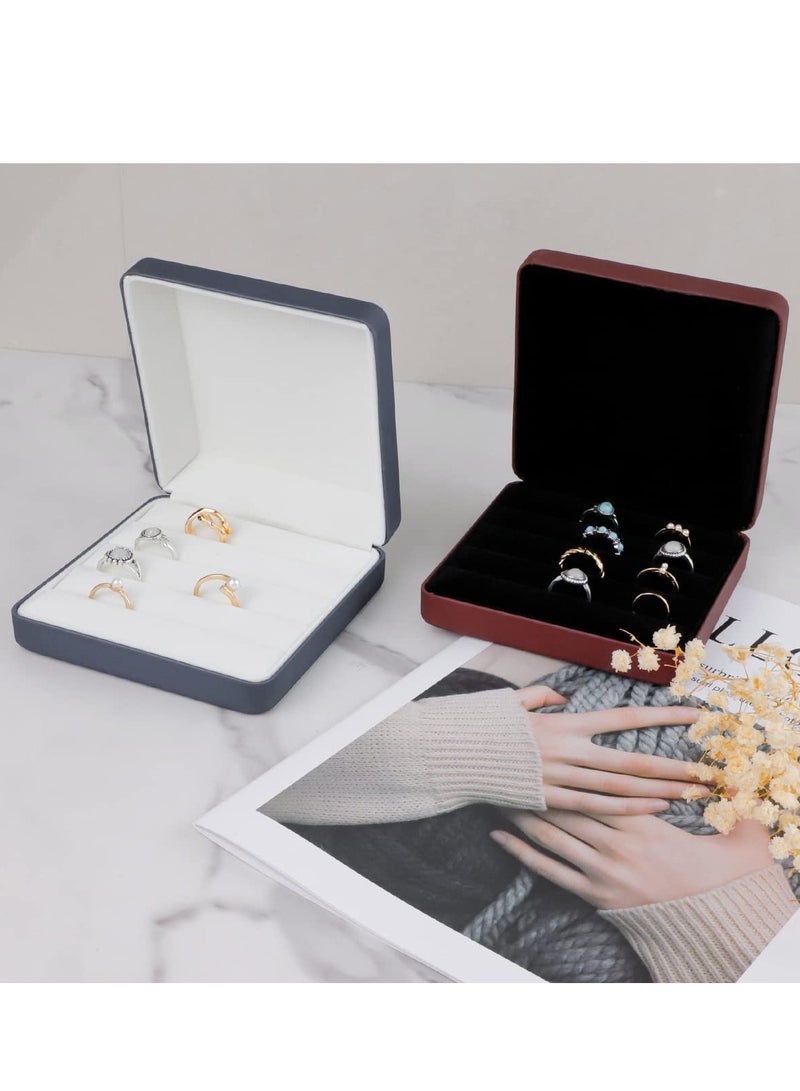 SYOSI Travel Jewelry Organizer Case Small Leather Jewelry case Ring Storage Display Case PU Leather Jewelry Storage Bags for Women Portable Travel Jewelry Storage Bag for Earrings Rings Blue  - Image 5