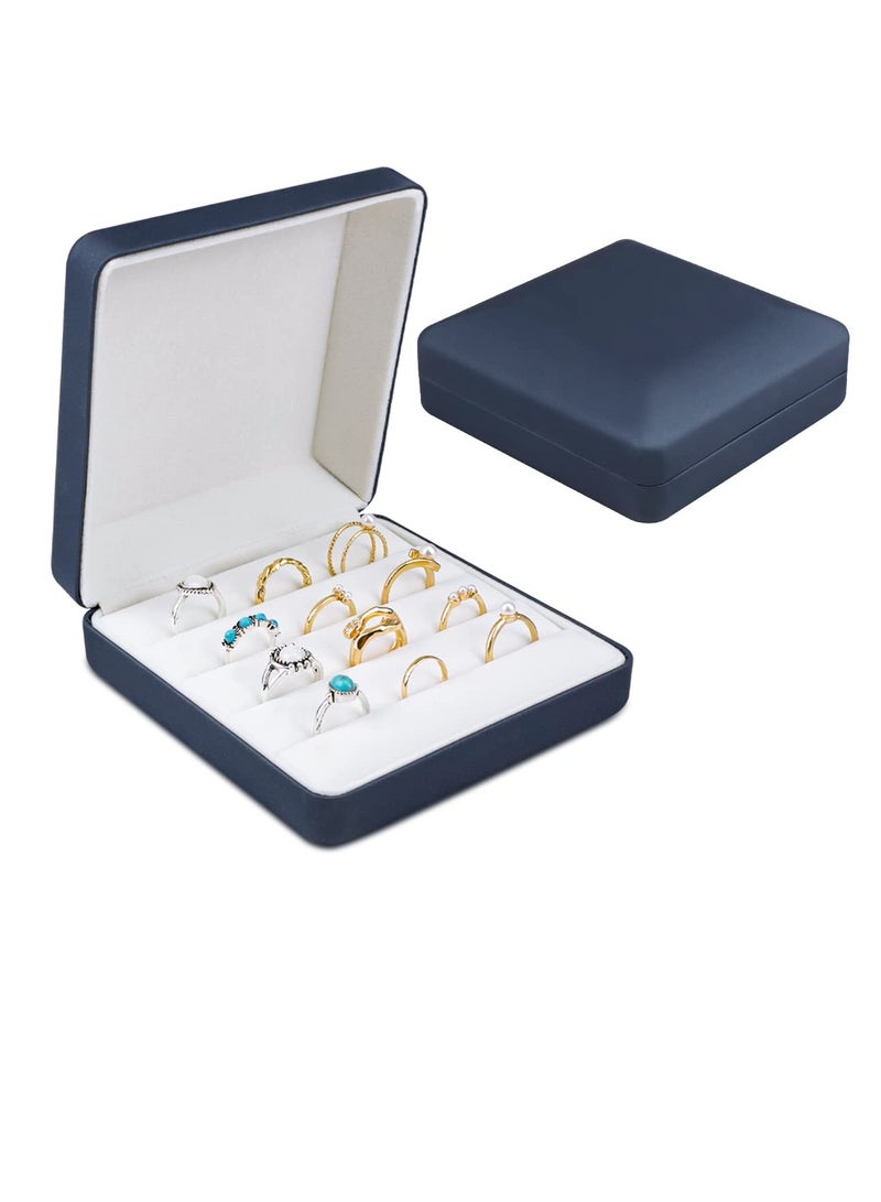 SYOSI Travel Jewelry Organizer Case Small Leather Jewelry case Ring Storage Display Case PU Leather Jewelry Storage Bags for Women Portable Travel Jewelry Storage Bag for Earrings Rings Blue  - Image 1