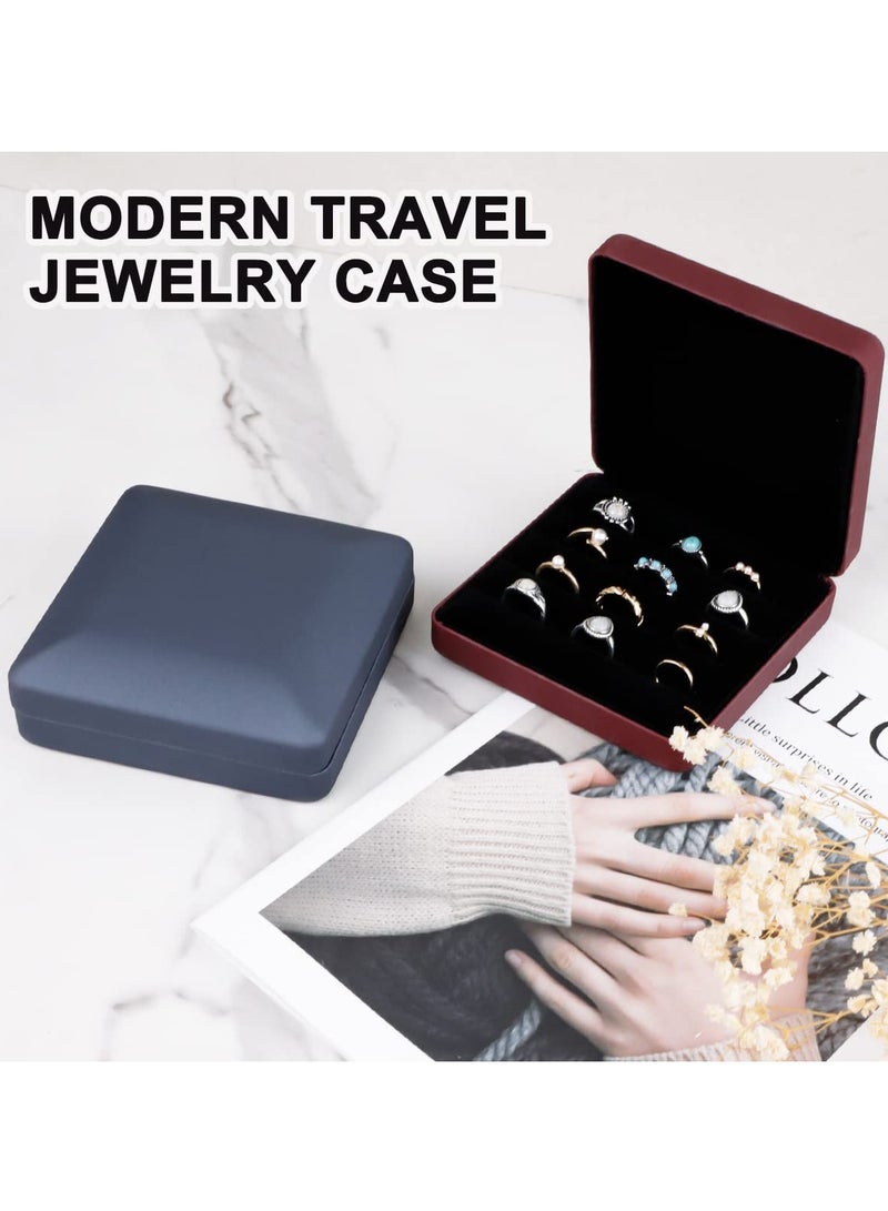 SYOSI Travel Jewelry Organizer Case Small Leather Jewelry case Ring Storage Display Case PU Leather Jewelry Storage Bags for Women Portable Travel Jewelry Storage Bag for Earrings Rings Blue  - Image 4
