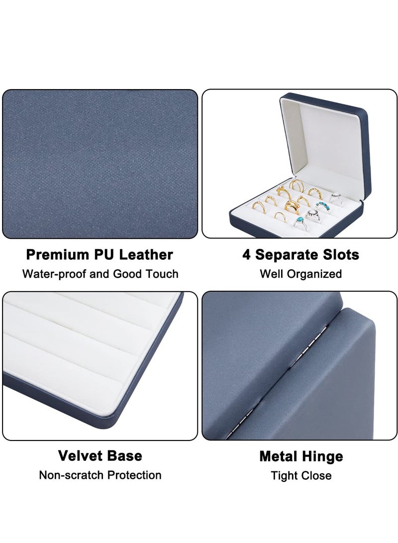 SYOSI Travel Jewelry Organizer Case Small Leather Jewelry case Ring Storage Display Case PU Leather Jewelry Storage Bags for Women Portable Travel Jewelry Storage Bag for Earrings Rings Blue  - Image 3