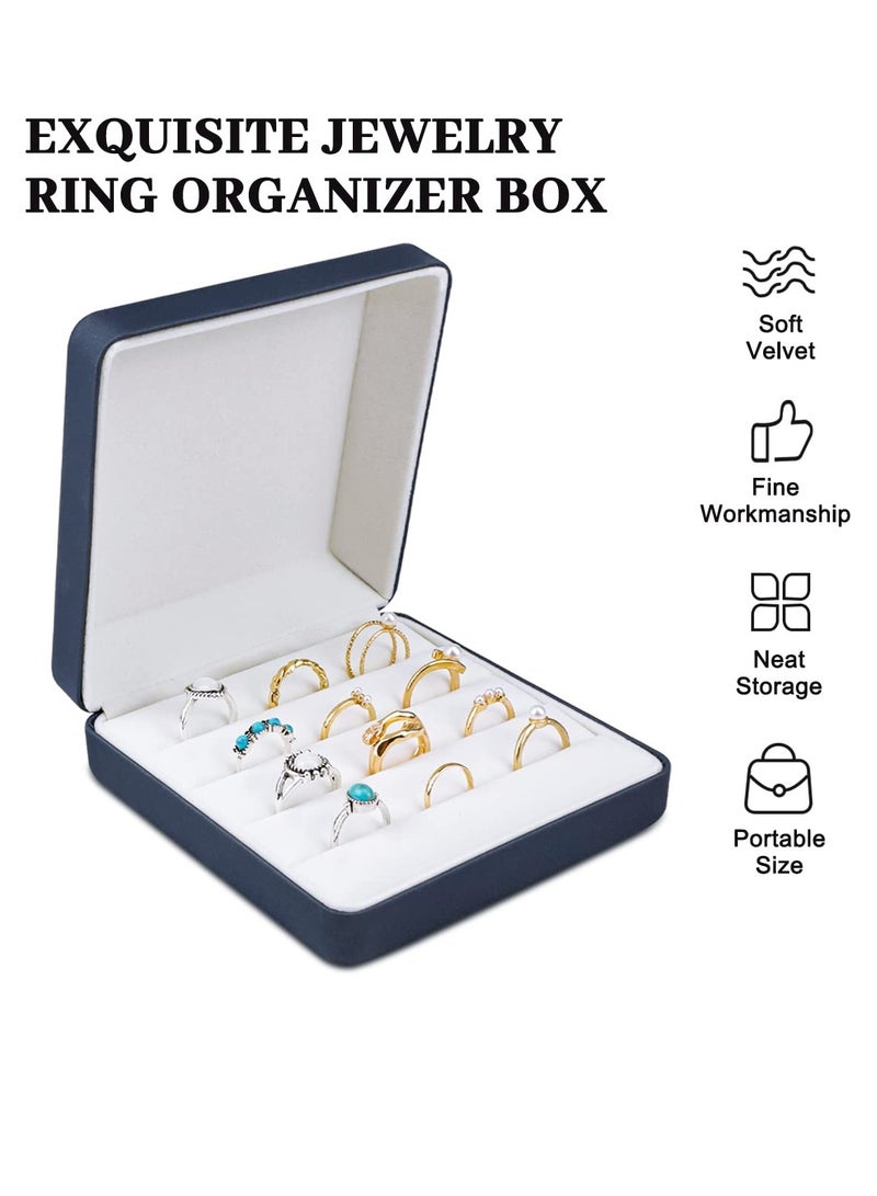 SYOSI Travel Jewelry Organizer Case Small Leather Jewelry case Ring Storage Display Case PU Leather Jewelry Storage Bags for Women Portable Travel Jewelry Storage Bag for Earrings Rings Blue  - Image 2