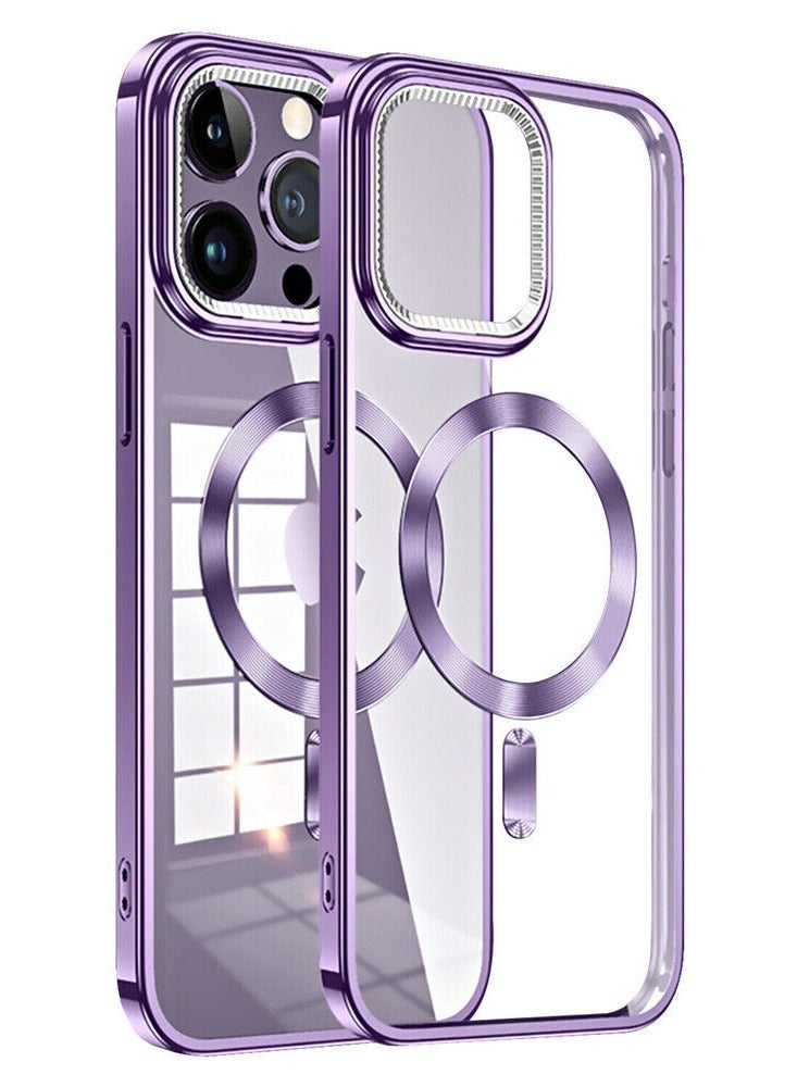 Color Fans Slim Magnetic Clear Phone Case MagSafe Cover for iPhone 12 Pro Max 6.7 inch Purple - Image 1