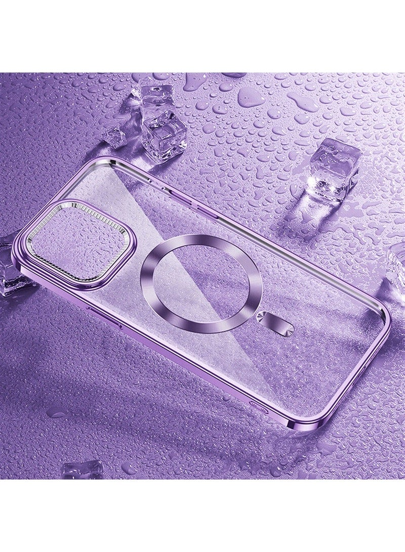 Color Fans Slim Magnetic Clear Phone Case MagSafe Cover for iPhone 12 Pro Max 6.7 inch Purple - Image 2