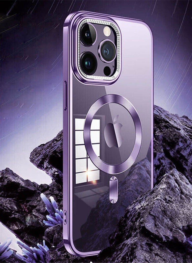 Color Fans Slim Magnetic Clear Phone Case MagSafe Cover for iPhone 12 Pro Max 6.7 inch Purple - Image 4