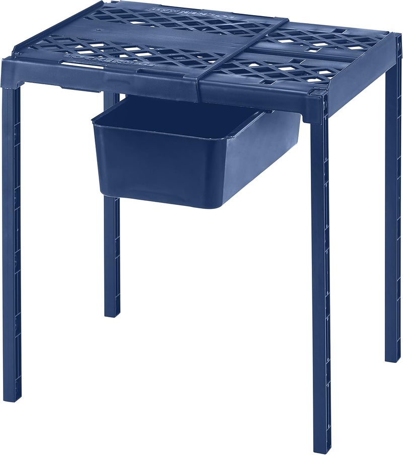 LockerMate AdjustAShelf Locker Shelf  Organizer Extends to Fit Your Locker Easy to Use Perfect for School Work Gym Includes Storage Drawer Blue - Image 1