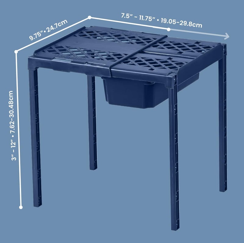 LockerMate AdjustAShelf Locker Shelf  Organizer Extends to Fit Your Locker Easy to Use Perfect for School Work Gym Includes Storage Drawer Blue - Image 2