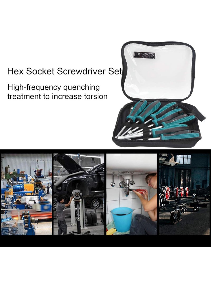 GGOOT 7 Pcs Hex Socket Screwdriver Set, Steel Hex Socket Screwdriver Hardware Tools, Socket Wrench Screw Driver with Non Slip Handle for Home Office Apartment - Image 2